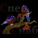 Светодиодная фигура Снегири на дереве
